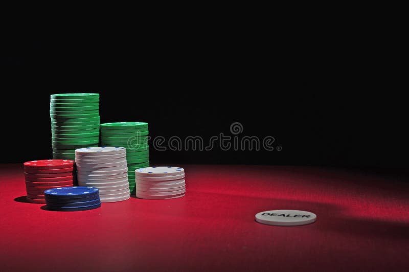 Casino poker chips and dealer