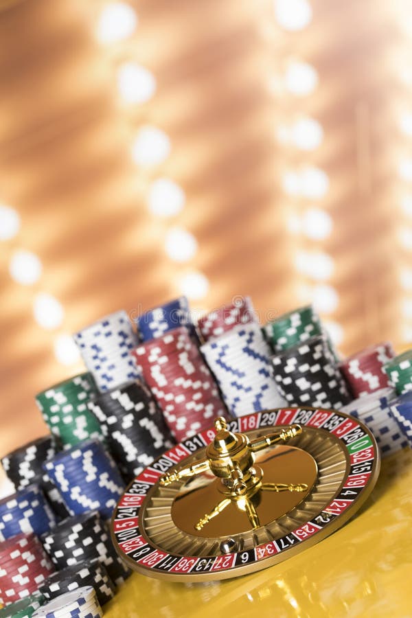Casino Roulette, Running in a Motion, Poker Chips Stock Image Image