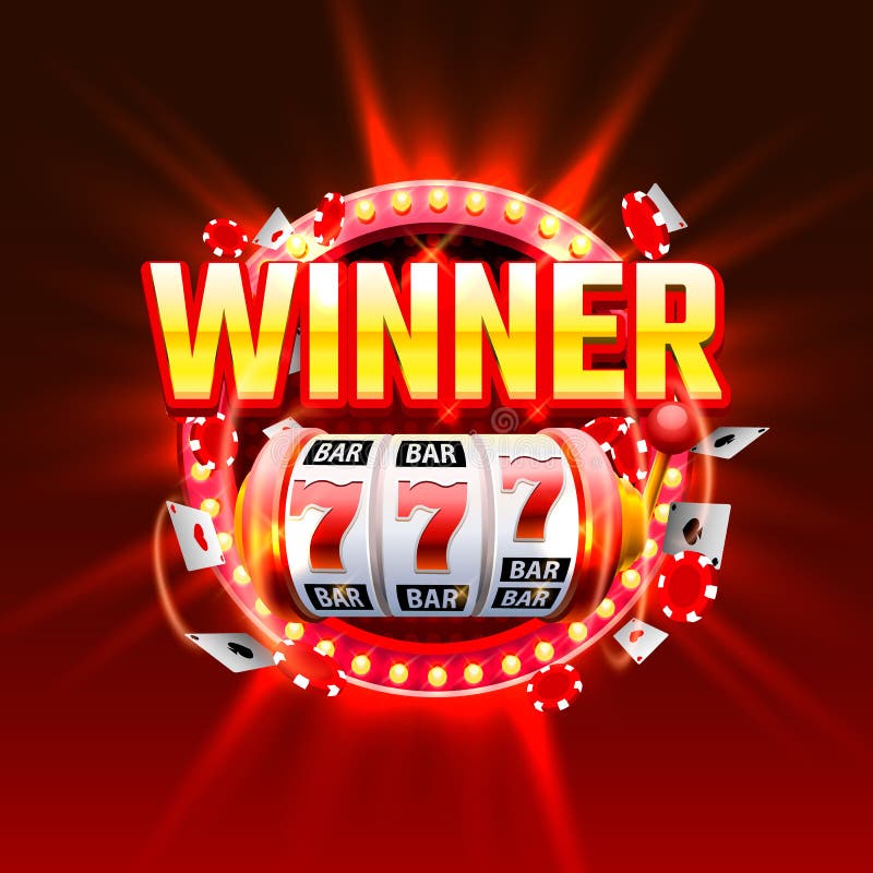 Casino winner slots 777 banner, show frame label. vector illustration