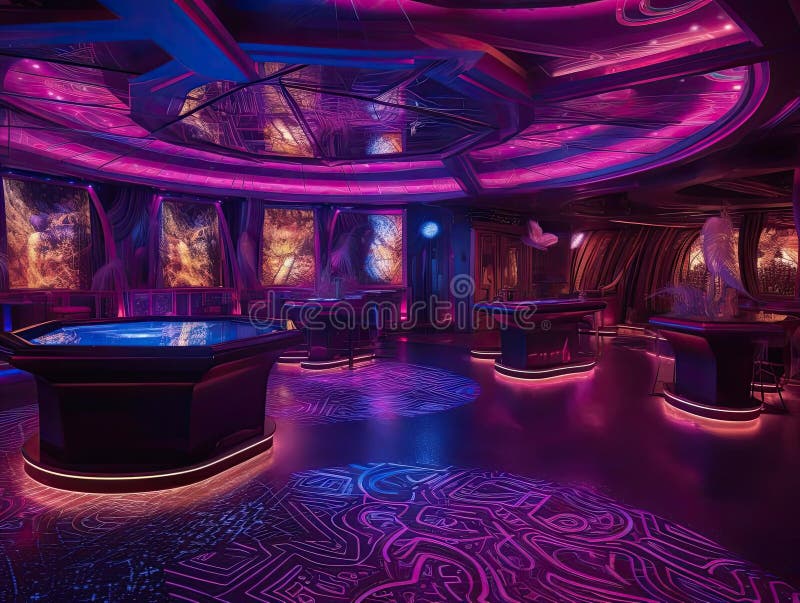 Casinò olografico futuristico con intrattenimento immerso royalty illustrazione gratis