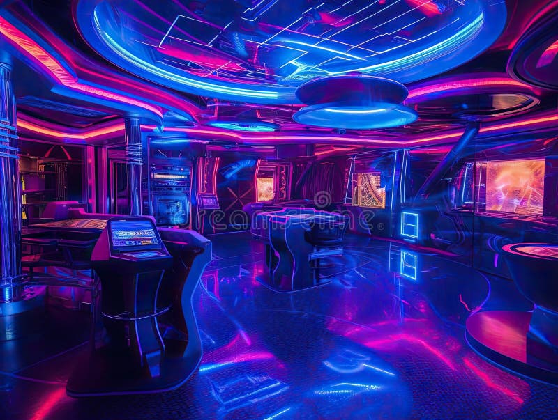 Casinò olografico futuristico con intrattenimento immerso royalty illustrazione gratis