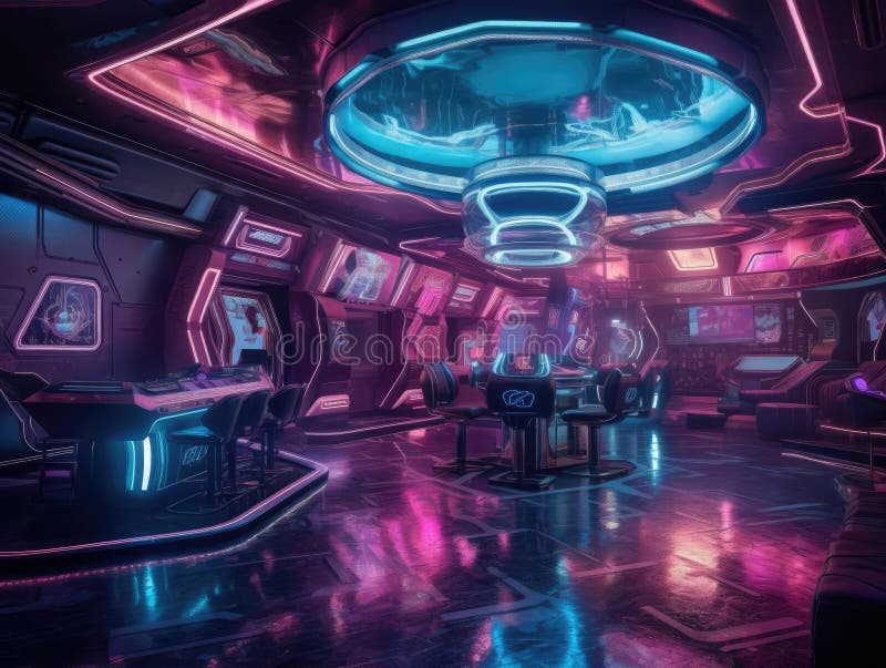 Casinò olografico futuristico con intrattenimento immerso royalty illustrazione gratis