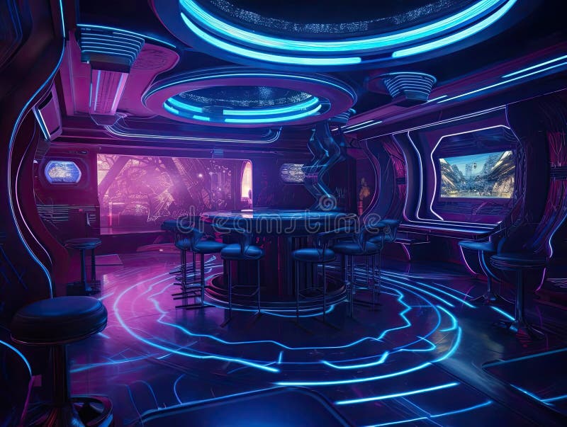 Casinò olografico futuristico con intrattenimento immerso royalty illustrazione gratis