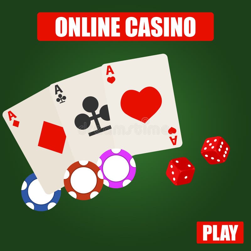 Casinò online, il logo del casinò online con le carte, chip e dadi royalty illustrazione gratis Casinò online, il logo del casinò online con le carte, chip e dadi royalty illustrazione gratis