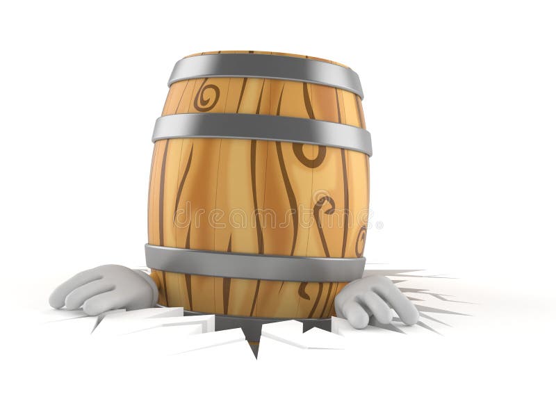 Cask character inside hole vector illustration