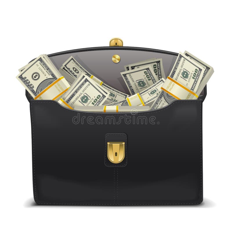 Caso do vetor com dinheiro ilustração stock Caso do vetor com dinheiro ilustração stock