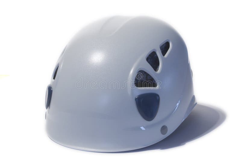 A climbing/caving helmet against a white background. A climbing/caving helmet against a white background