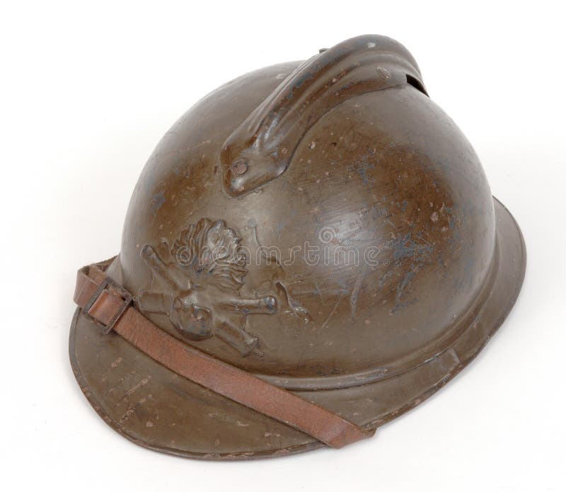 A Great War French artillery helmet as used in the trenches during WW1. A Great War French artillery helmet as used in the trenches during WW1