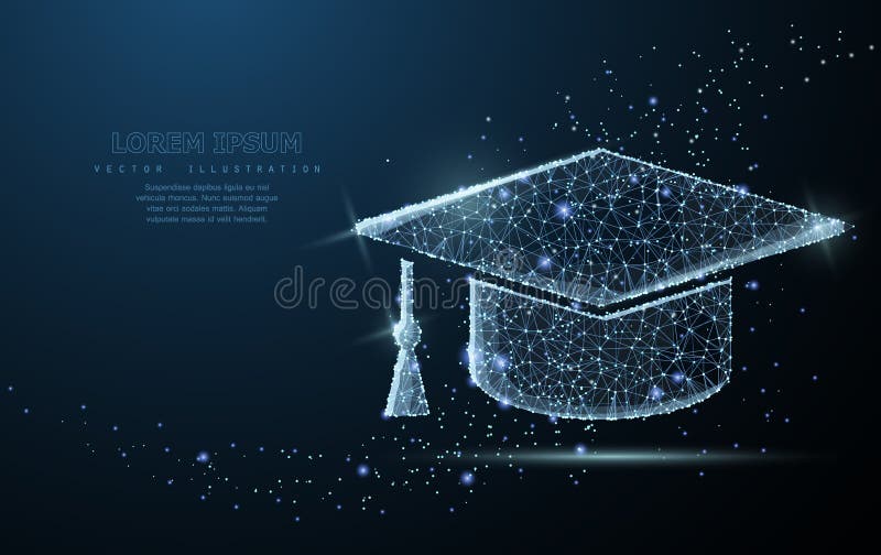 Casquillo graduado La malla poligonal del wireframe parece la constelación Educación, universidad, ejemplo del éxito o libre illustration Casquillo graduado La malla poligonal del wireframe parece la constelación Educación, universidad, ejemplo del éxito o libre illustration