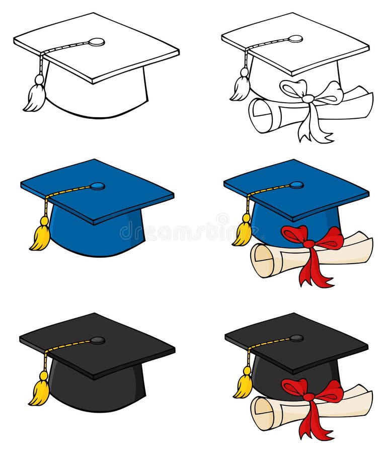 Casquillos de la graduación stock de ilustración Casquillos de la graduación stock de ilustración