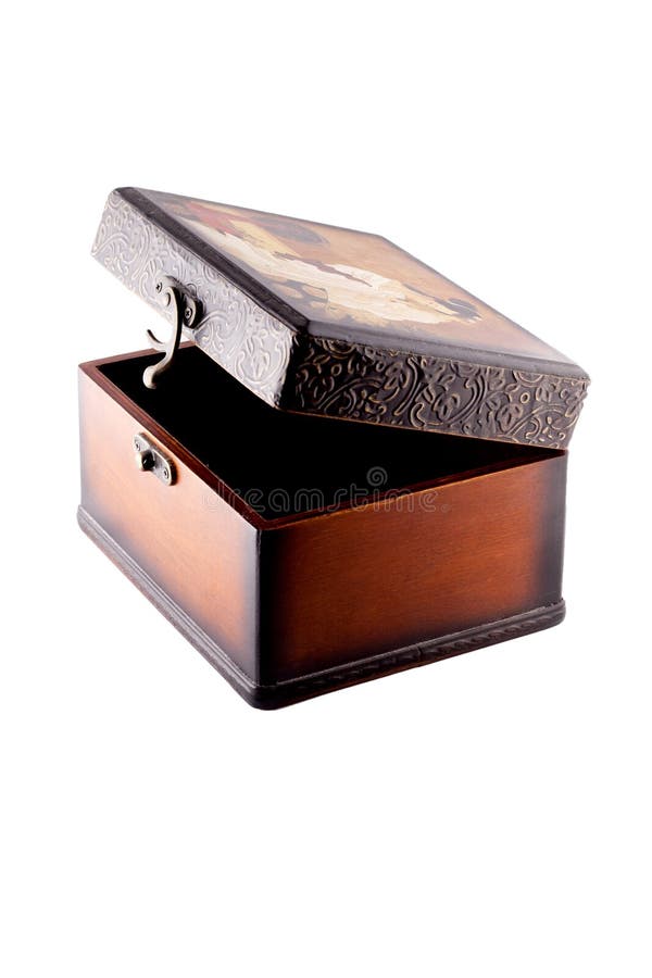 Treasure chest is opened on a white background. Treasure chest is opened on a white background