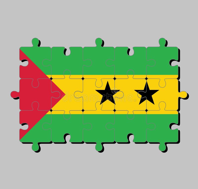 Casse Tête De Drapeau Du Sao Tomé Et Principe Dans Jaune Et