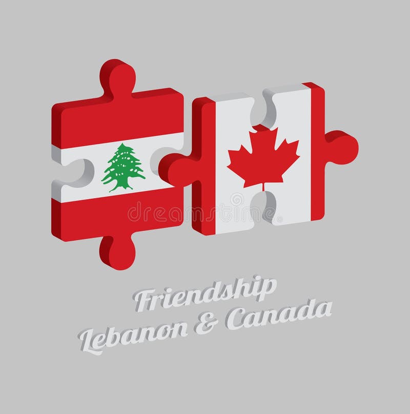 Casse-tête 3D de drapeau du Liban et de drapeau du Canada avec le texte : Amitié Liban et Canada Concept d'amical entre chacun de illustration de vecteur Casse-tête 3D de drapeau du Liban et de drapeau du Canada avec le texte : Amitié Liban et Canada Concept d'amical entre chacun de illustration de vecteur