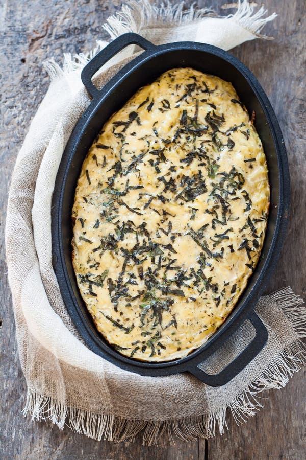 Casserole with Cheese and Herbs in Metallic Form Stock Image Image of cream, cooking 75098409