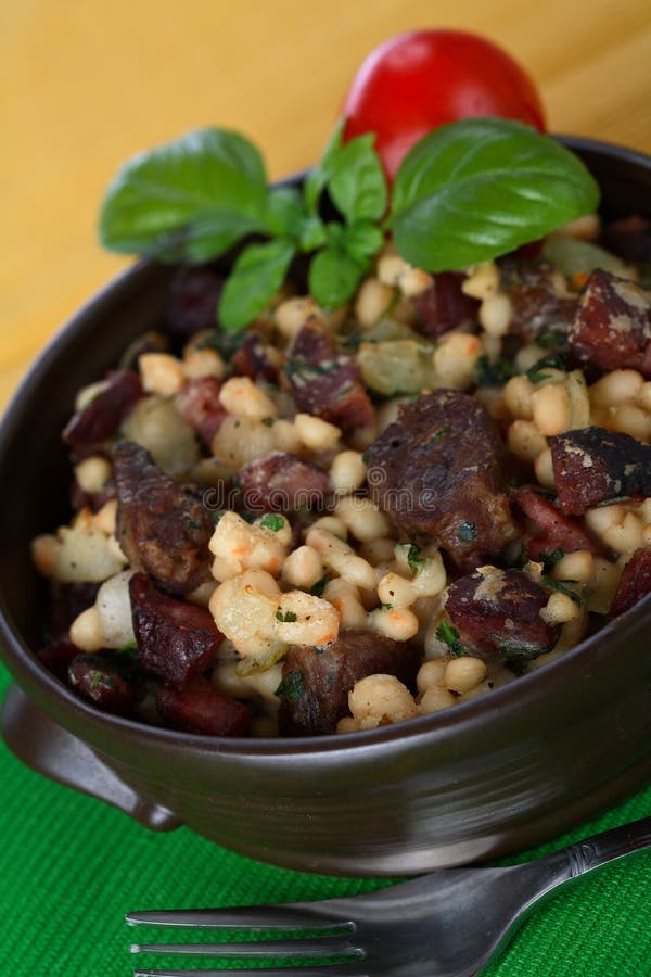 Casserole made from beans with sausage