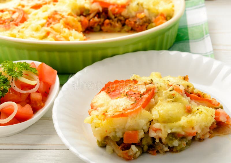 Casserole with Minced Meat, Vegetables and Cheese. Stock Image Image