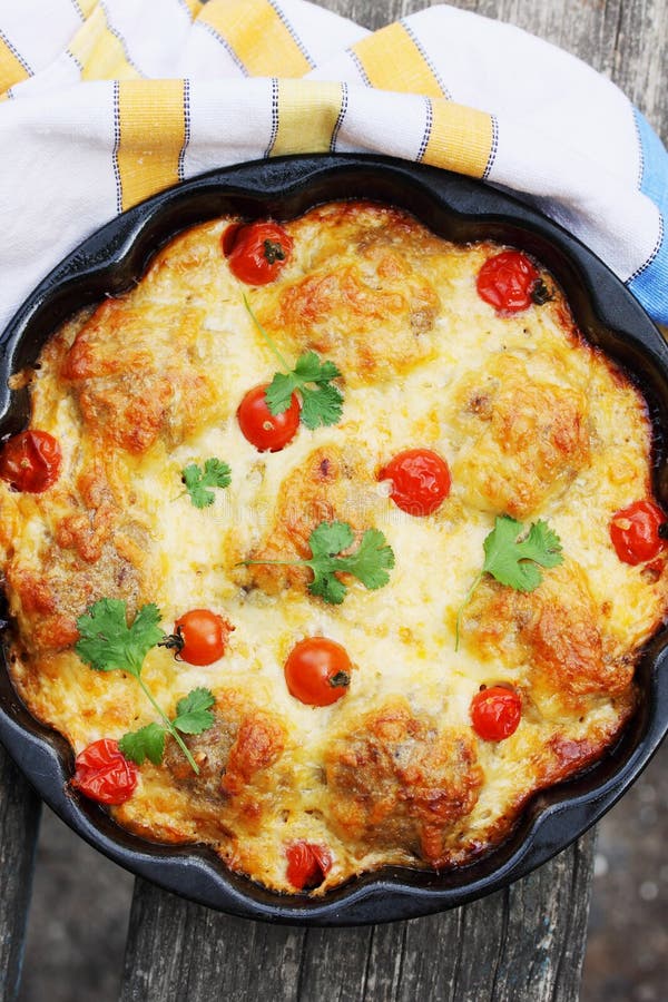Casserole in a pan stock photo. Image of gourmet, crust 47362568
