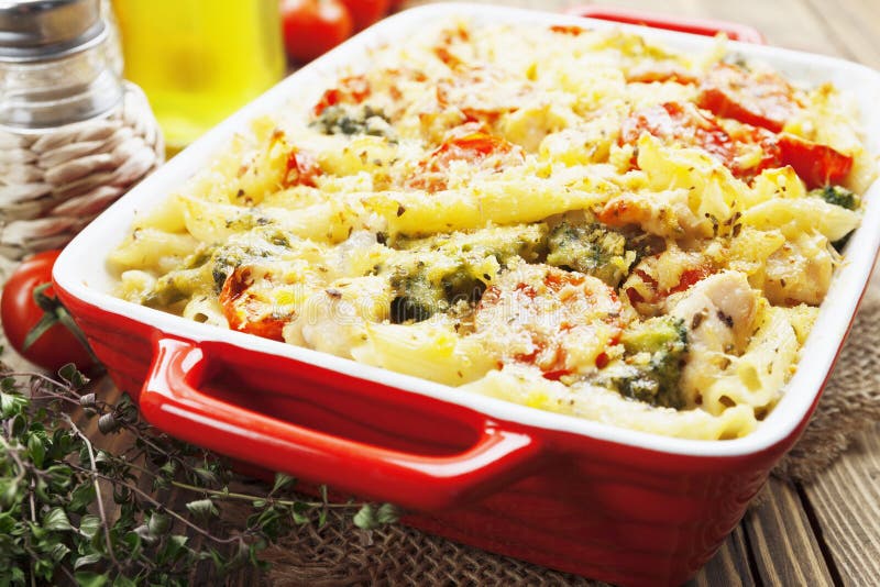 Casserole Pasta with Chicken and Broccoli Stock Photo Image of eating