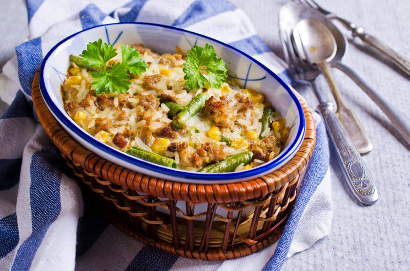Casserole with rice stock image. Image of gratin, cooking 67856829
