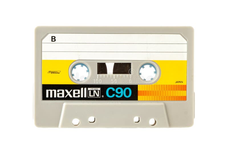 Cassete compacto audio de MAXELL isolado no fundo branco imagens de stock royalty free Cassete compacto audio de MAXELL isolado no fundo branco imagens de stock royalty free