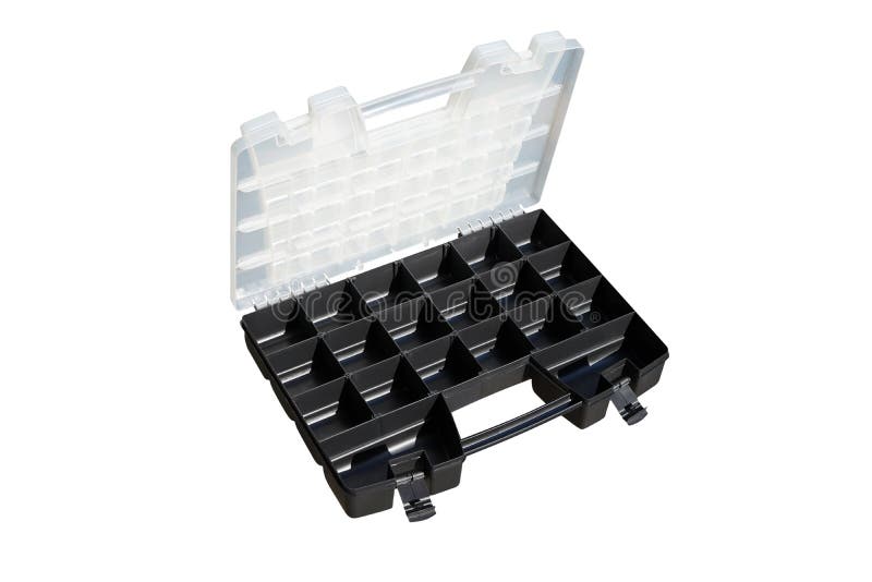 Cassetta di archiviazione per utensili in plastica, scomparto per l'installazione di componenti di piccole dimensioni per l'hardw immagini stock libere da diritti Cassetta di archiviazione per utensili in plastica, scomparto per l'installazione di componenti di piccole dimensioni per l'hardw immagini stock libere da diritti