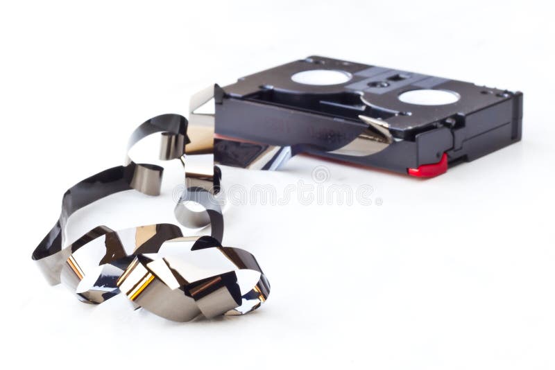 Retro Cassette with Loose Tape and a Pencil Stock Photo Image of