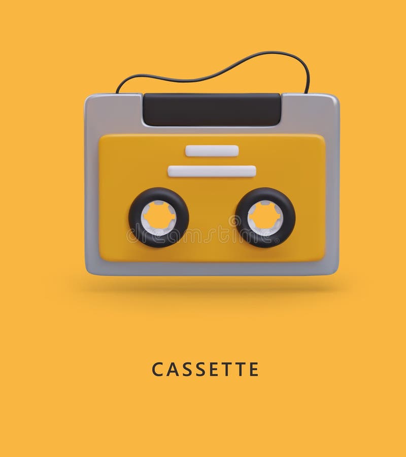 Cassette vintage 3d réaliste. dispositif d'enregistrement et de lecture de musique illustration libre de droits