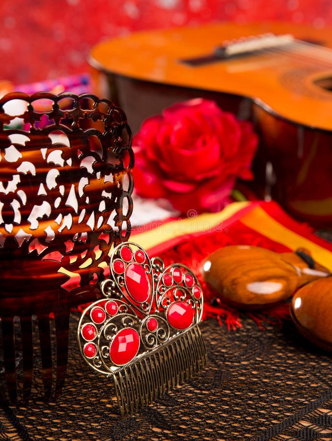 Cassic Spanish Guitar with Flamenco Elements Stock Image Image of