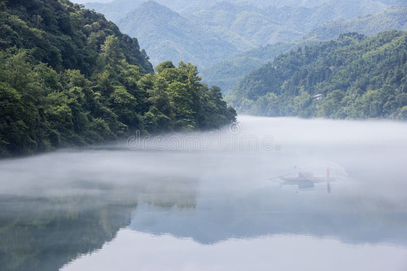 Foggy river stock image. Image of lake, sunshine, haze - 19980257