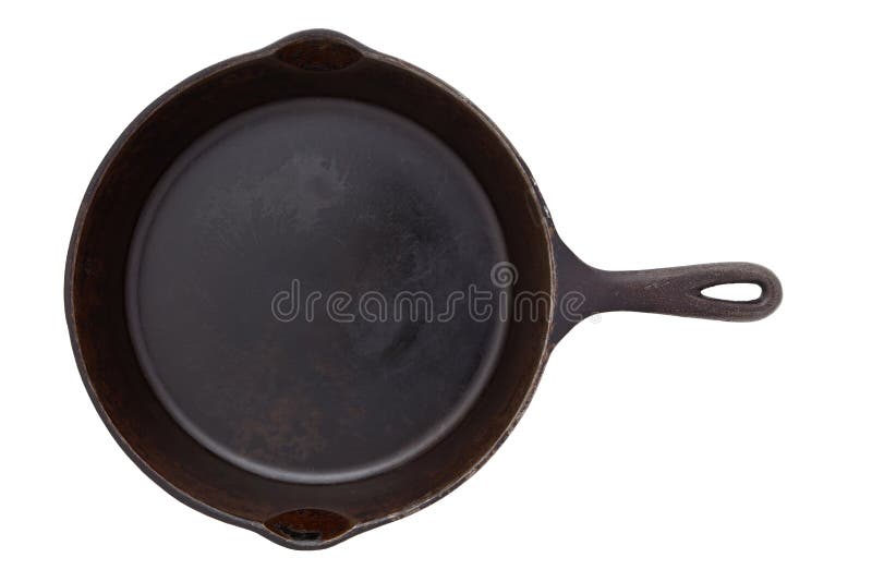 Cast iron frying pan isolated on white