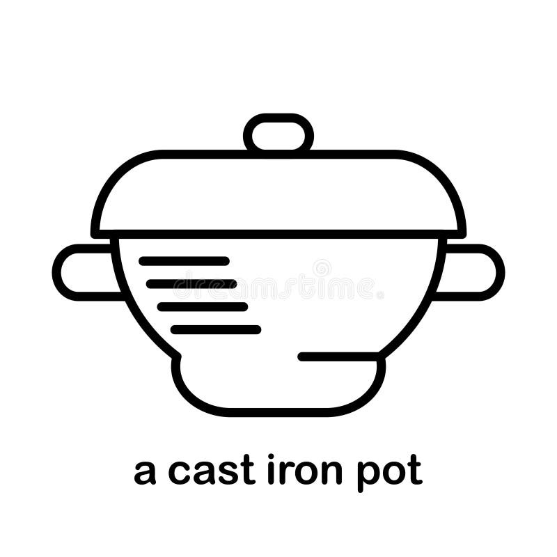 A Cast Iron Pot with Lid and Handles. Stock Vector Illustration of cuisine, cooking 233167247