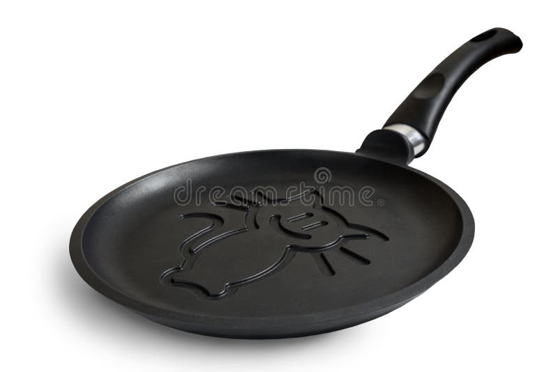 A Castiron Skillet with Ceramic Coating on a White Background. Stock Image Image of people