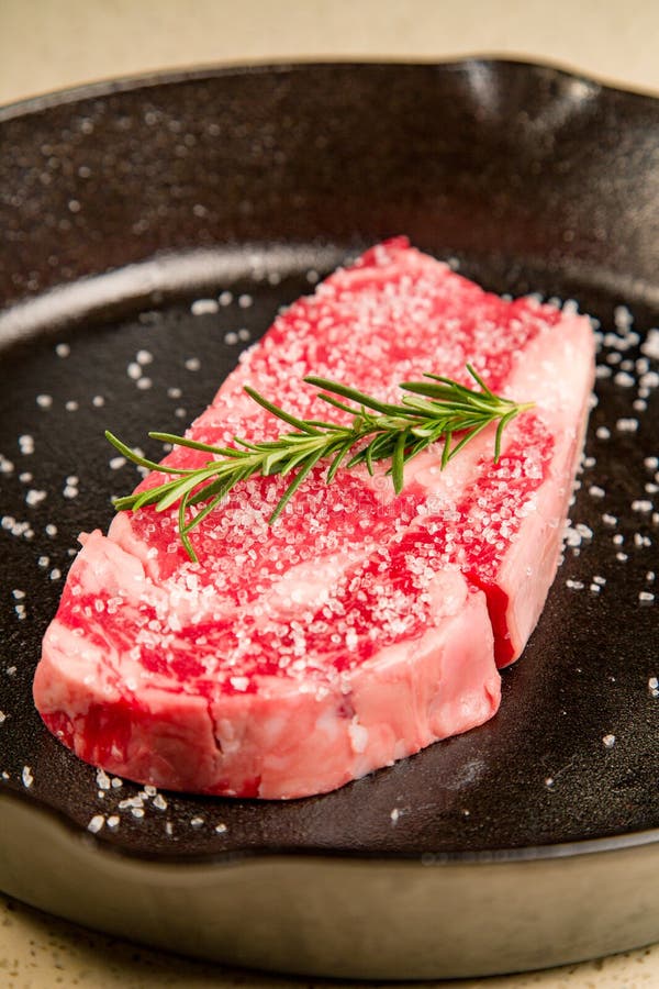 Cast Iron Skillet Marinated Raw Organic Steak Meat Stock Image Image of steak, meal 213645715