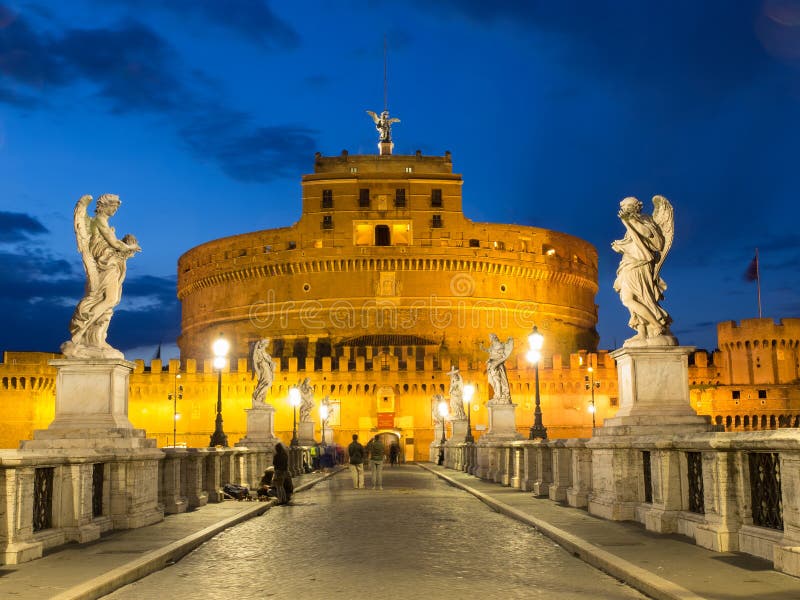 Castel Sant` Angelo in Rome at Night royalty free stock photography Castel Sant` Angelo in Rome at Night royalty free stock photography