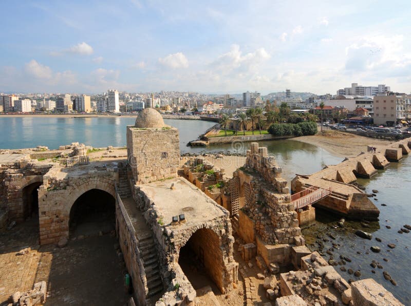 Castello del mare del crociato di Sidon, Libano fotografia stock libera da diritti Castello del mare del crociato di Sidon, Libano fotografia stock libera da diritti