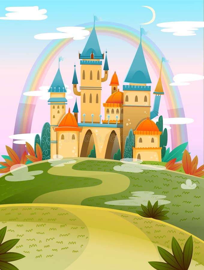 Castello di cartone Castello di cartone FairyTale Il palazzo delle favole con l'arcobaleno Illustrazione vettoriale illustrazione di stock Castello di cartone Castello di cartone FairyTale Il palazzo delle favole con l'arcobaleno Illustrazione vettoriale illustrazione di stock