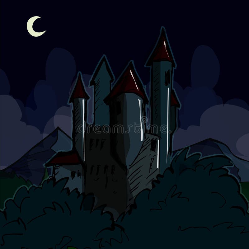 Castello terrificante alla notte