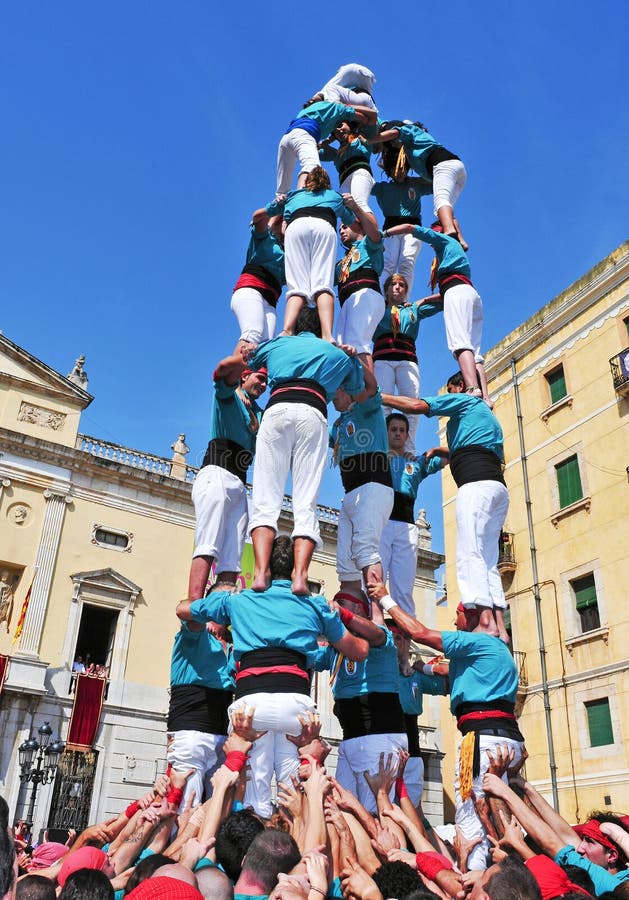 Castells, Human Towers in Tarragona, Spain Editorial Photography