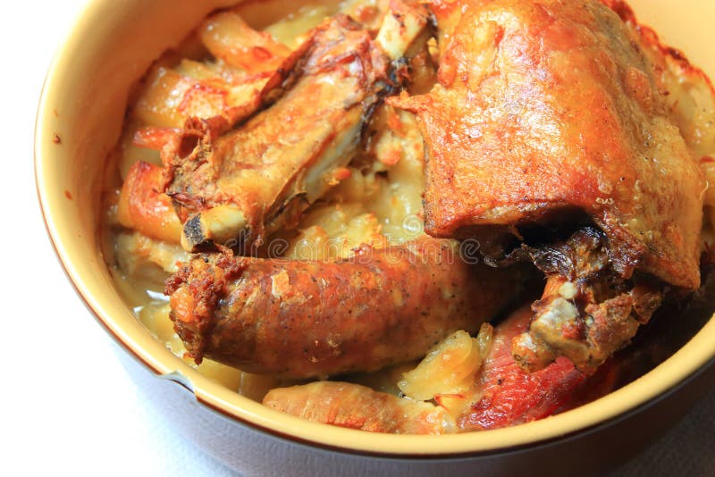 Plate of castelnaudary cassoulet, french cuisine