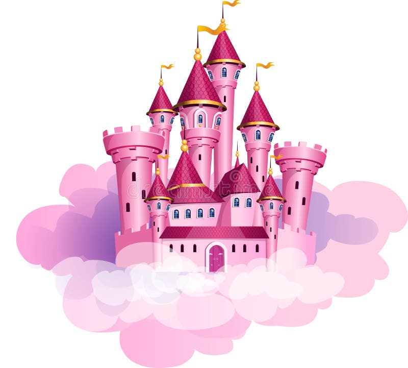 Castelo cor-de-rosa da mágica da princesa do vetor ilustração stock Castelo cor-de-rosa da mágica da princesa do vetor ilustração stock