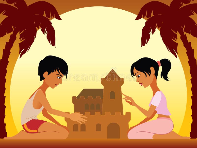 Castelo de areia ilustração do vetor