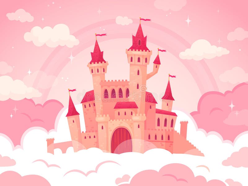 Castelo de animação em nuvens cor-de-rosa Terra mágica, nuvem de conto de fadas e céu fabuloso Castelo de fada para vetor de prin ilustração royalty free Castelo de animação em nuvens cor-de-rosa Terra mágica, nuvem de conto de fadas e céu fabuloso Castelo de fada para vetor de prin ilustração royalty free