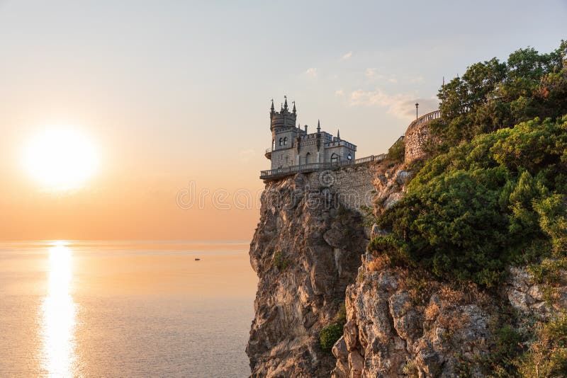 Swallow`s Nest castle in the morning sun, Crimea. Swallow`s Nest castle in the morning sun, Crimea.