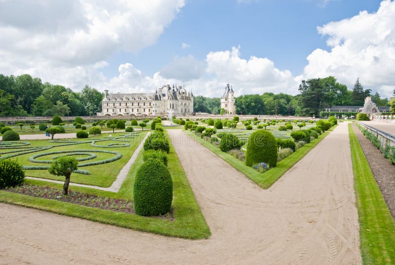 Castelo e jardim Chenonceau fotografia de stock