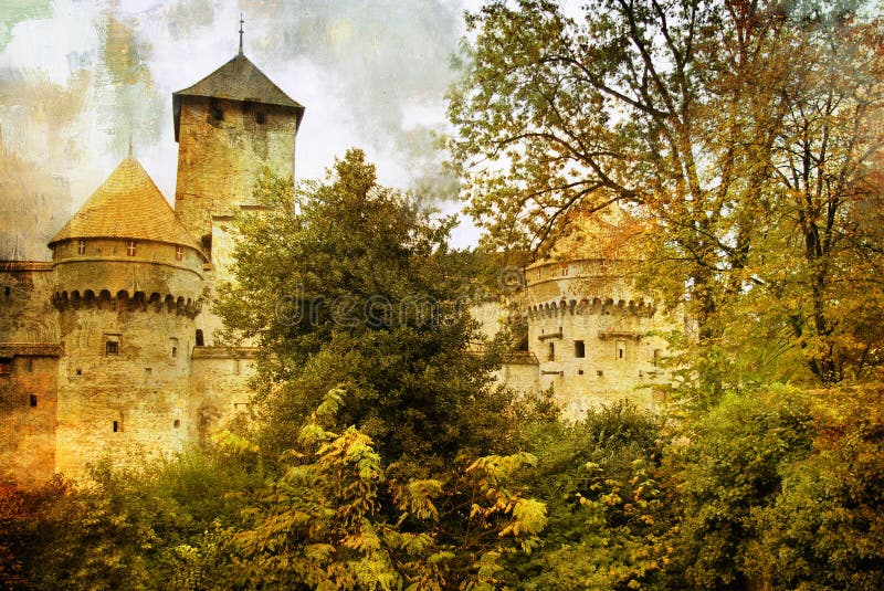 Artistic picture of medieval Swiss castle. Artistic picture of medieval Swiss castle