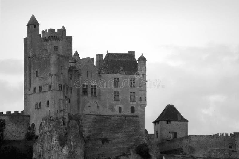 Black and white stock photo of Chateau de Beynac in Perigord, France. Black and white stock photo of Chateau de Beynac in Perigord, France.
