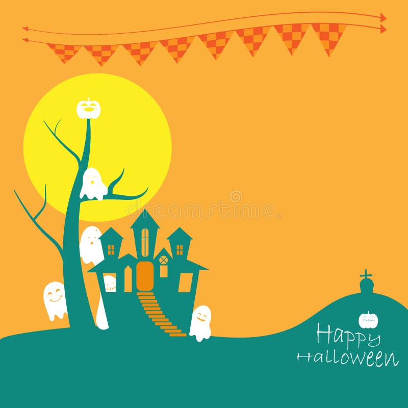 Castillo de Halloween con los fantasmas libre illustration Castillo de Halloween con los fantasmas libre illustration