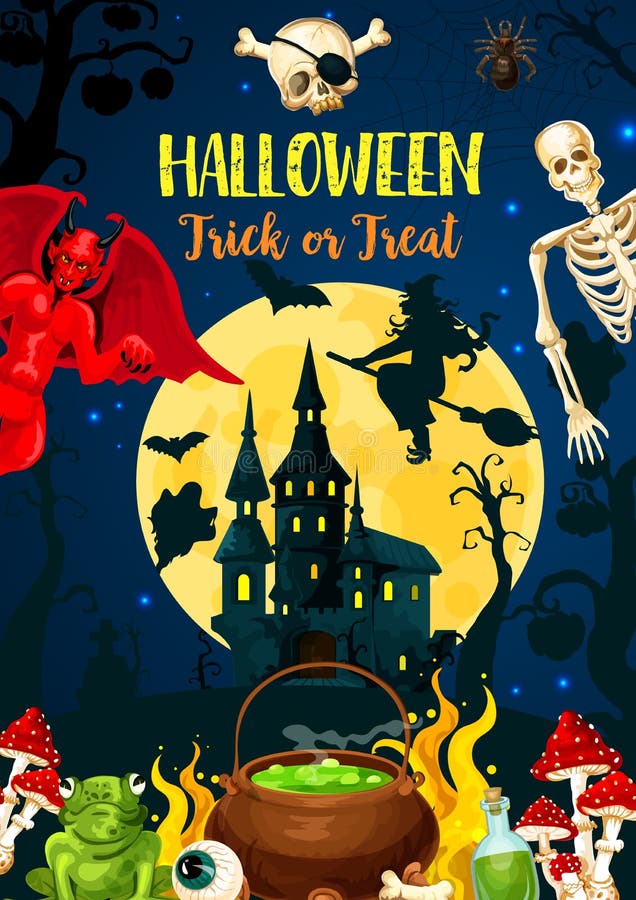 Castillo De Halloween De Drácula, Monstruos Y Del Fantasma Ilustración del Vector Ilustración de noche, partido: 126484125