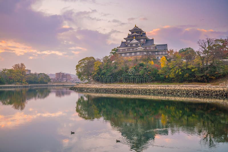 Castillo de Okayama en la estación del otoño en la ciudad de Okayama, Japón fotografía de archivo libre de regalías Castillo de Okayama en la estación del otoño en la ciudad de Okayama, Japón fotografía de archivo libre de regalías