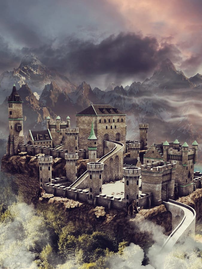 Castillo de piedra de la fantasía ilustración del vector Castillo de piedra de la fantasía ilustración del vector
